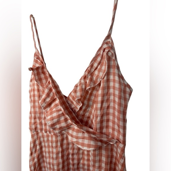 QED London frill wrap cami mini dress in pink gingham print NWT - Picture 2 of 8